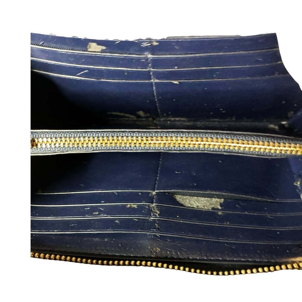 Coach Navy Blue Pebble Leather Phone Zip Around Accordion Wallet with box - Picture 7 of 12